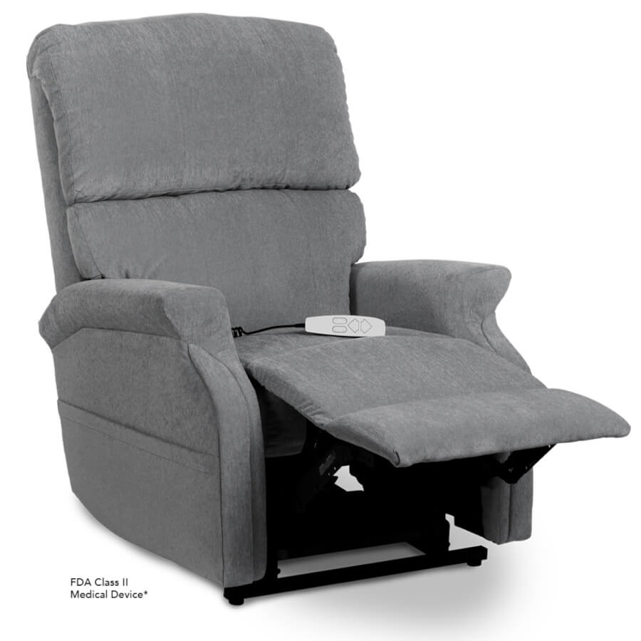 Pride power lift recliner - Infinity Collection – Crypton Aria Cool Grey - Reading position.