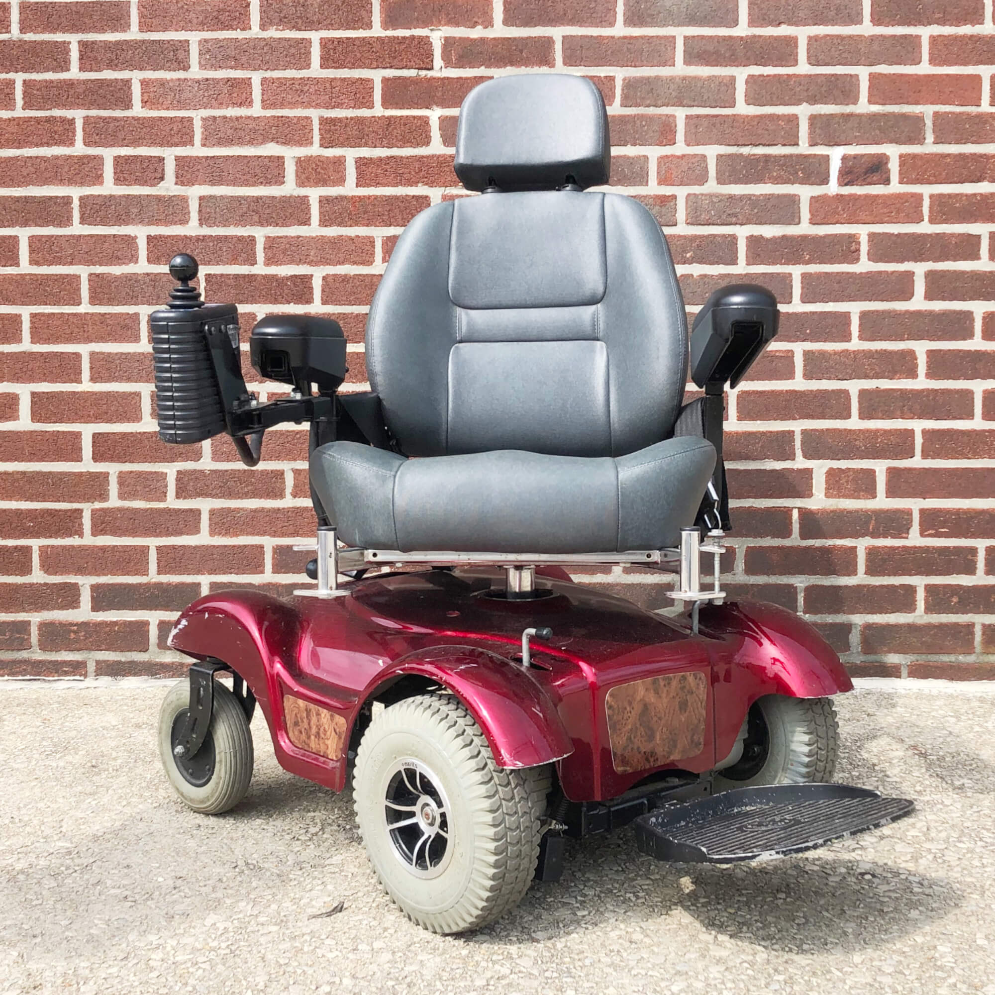 Rascal Power Wheelchair in red - three quarter view